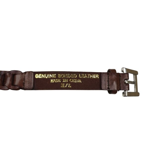 Genuine Bonded Leather Brown Braided Belt With Silver Buckle 42" Long -3/4" Wide - Picture 6 of 10